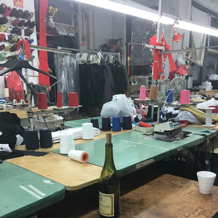 Handwritten garment production spec sheet
